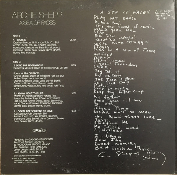 Archie Shepp ~ A Sea Of Faces (Vinyl) - Djungel & Jazz