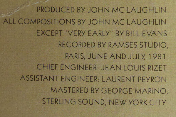 John McLaughlin : Belo Horizonte (LP, Album)