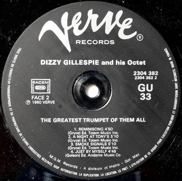 The Dizzy Gillespie Octet Featuring Benny Golson ~ The Greatest Trumpet Of Them All (Vinyl) - Djungel & Jazz