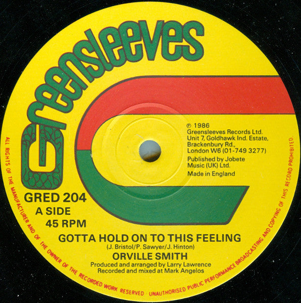 Orville Smith : Gotta Hold On To This Feeling (12")
