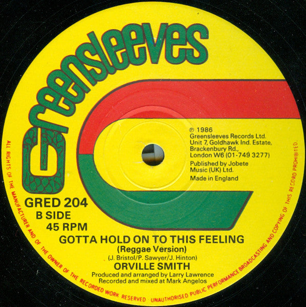 Orville Smith : Gotta Hold On To This Feeling (12")