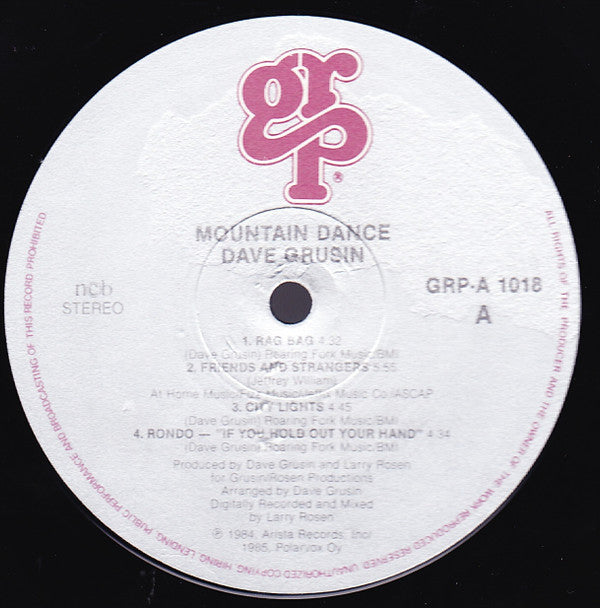 Dave Grusin ~ Mountain Dance (Vinyl) - Djungel & Jazz