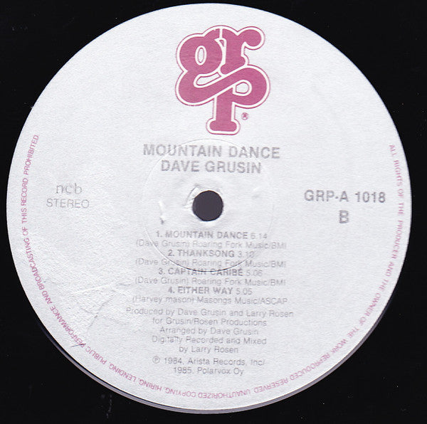 Dave Grusin ~ Mountain Dance (Vinyl) - Djungel & Jazz