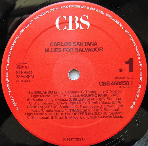 Carlos Santana : Blues For Salvador (LP, Album)