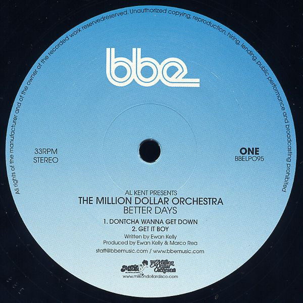 Al Kent Presents Million Dollar Orchestra ~ Better Days (Vinyl) - Djungel & Jazz