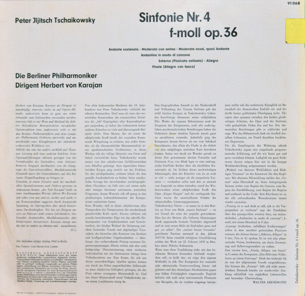 Herbert Von Karajan, Berliner Philharmoniker, Pyotr Ilyich Tchaikovsky : Vierte Sinfonie F-Moll Op. 36 (LP, Album)