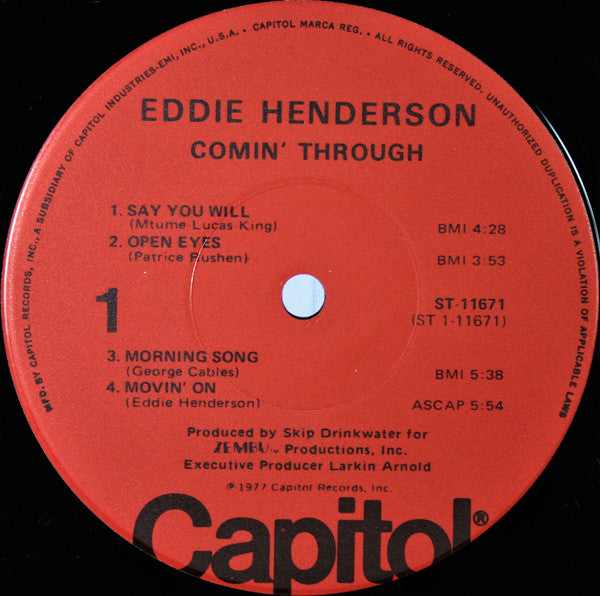 Eddie Henderson : Comin' Through (LP, Album, Jac)