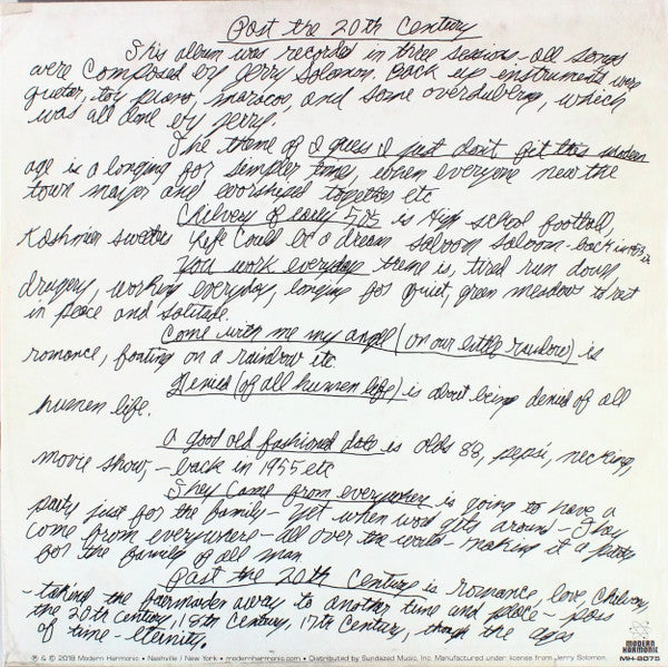 Jerry Solomon ~ Past The 20th Century (Vinyl) - Djungel & Jazz