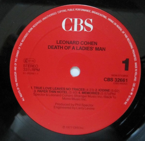 Leonard Cohen : Death Of A Ladies' Man (LP, Album, RE, Gat)