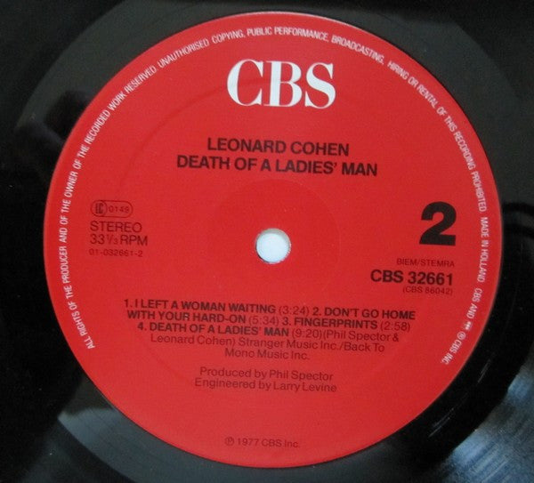 Leonard Cohen : Death Of A Ladies' Man (LP, Album, RE, Gat)
