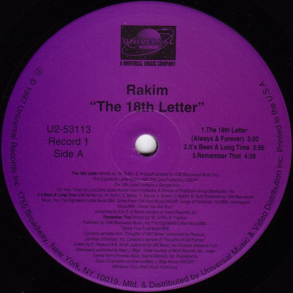 Rakim ~ The 18th Letter (Vinyl) - Djungel & Jazz