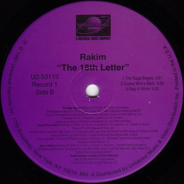 Rakim ~ The 18th Letter (Vinyl) - Djungel & Jazz