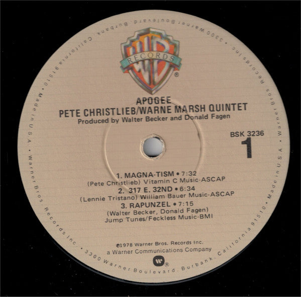 Pete Christlieb / Warne Marsh Quintet ~ Apogee (Vinyl) - Djungel & Jazz