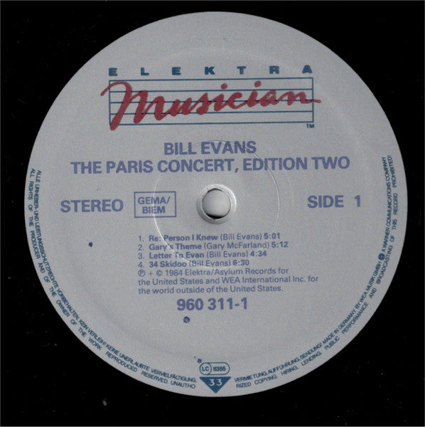 Bill Evans : The Paris Concert (Edition Two) (LP, Album, RE, GEM)