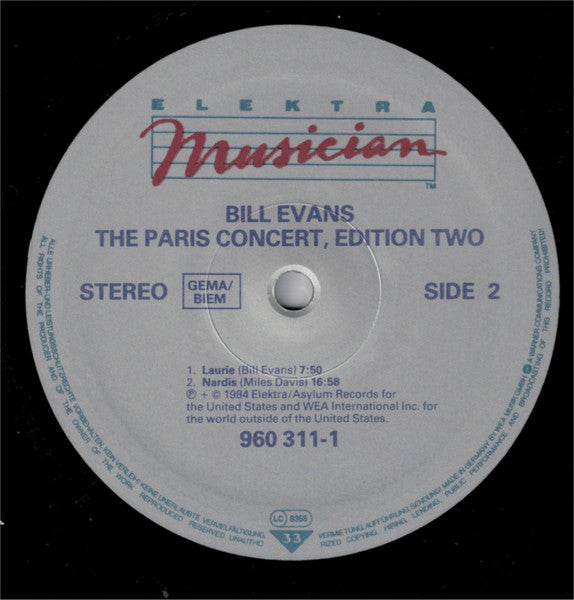 Bill Evans : The Paris Concert (Edition Two) (LP, Album, RE, GEM)