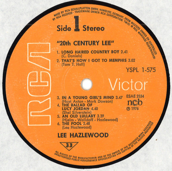 Lee Hazlewood ~ 20th Century Lee (Vinyl) - Djungel & Jazz