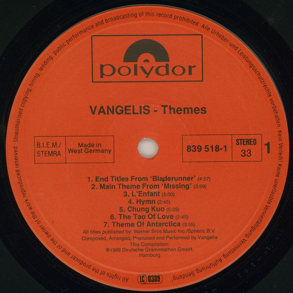Vangelis ~ Themes (Vinyl) - Djungel & Jazz