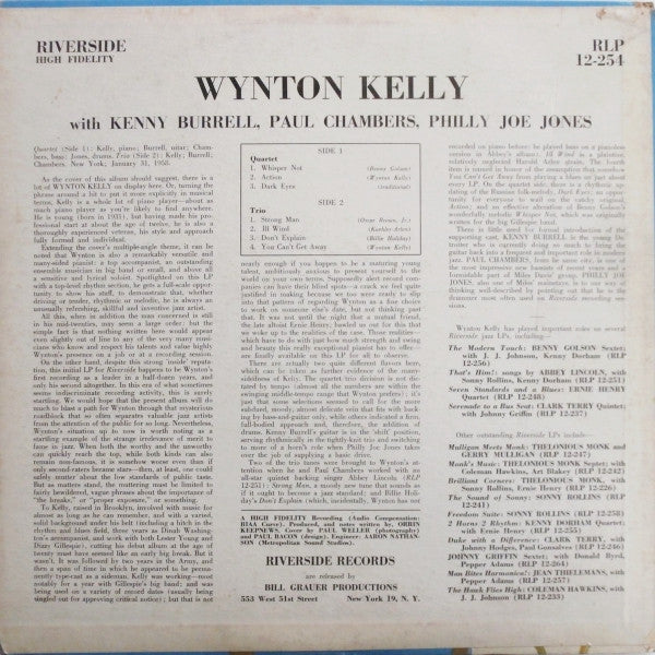 Wynton Kelly : Wynton Kelly (LP, Album, Mono, 1st)