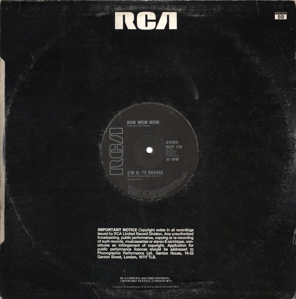 Bow Wow Wow ~ See Jungle! (Jungle Boy) (Vinyl) - Djungel & Jazz