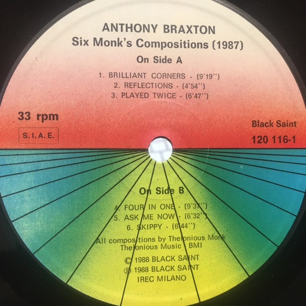 Anthony Braxton : Six Monk's Compositions (1987) (LP, Album)