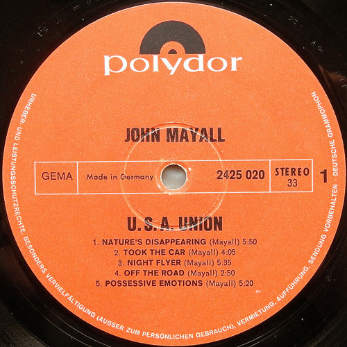 John Mayall ~ U.S.A. Union (Vinyl) - Djungel & Jazz