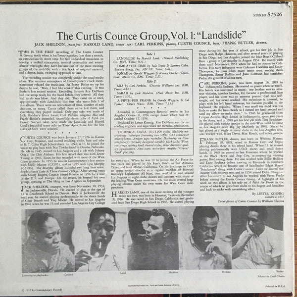 The Curtis Counce Group ~ Vol 1: Landslide (Vinyl) - Djungel & Jazz