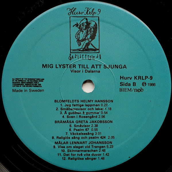 Various ~ Mig Lyster Till Att Sjunga - Visor I Dalarna (Vinyl) - Djungel & Jazz