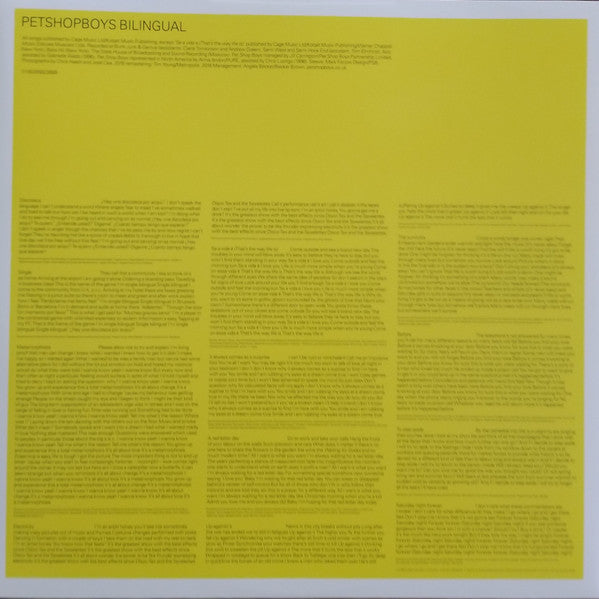 Pet Shop Boys ~ Bilingual (Vinyl) - Djungel & Jazz