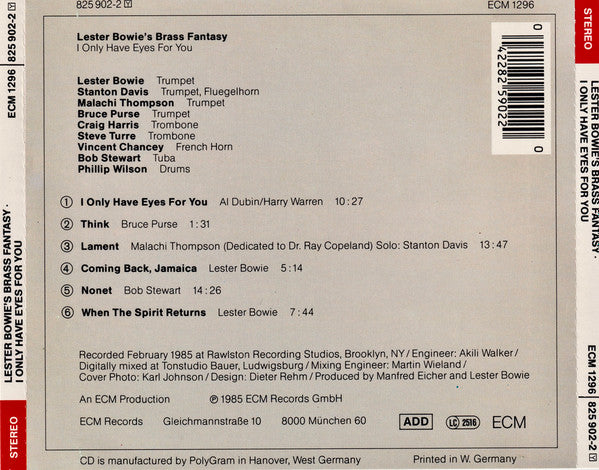 Lester Bowie's Brass Fantasy ~ I Only Have Eyes For You (Vinyl) - Djungel & Jazz