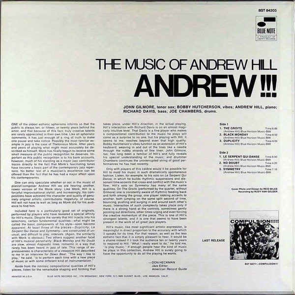 Andrew Hill : Andrew!!! (LP, Album, All)