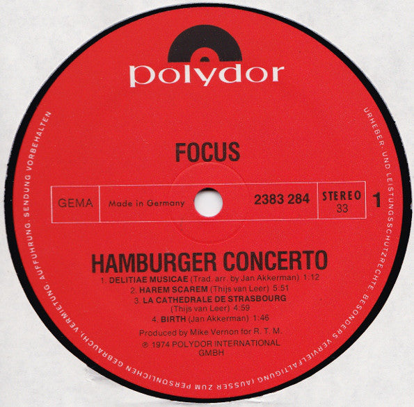 Focus ~ Hamburger Concerto (Vinyl) - Djungel & Jazz