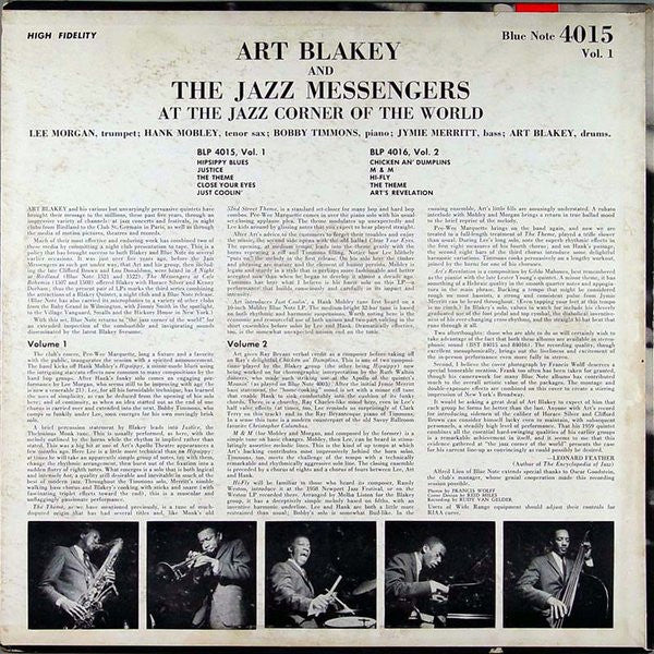 Art Blakey & The Jazz Messengers ~ At The Jazz Corner Of The World Vol. 1 (Vinyl) - Djungel & Jazz