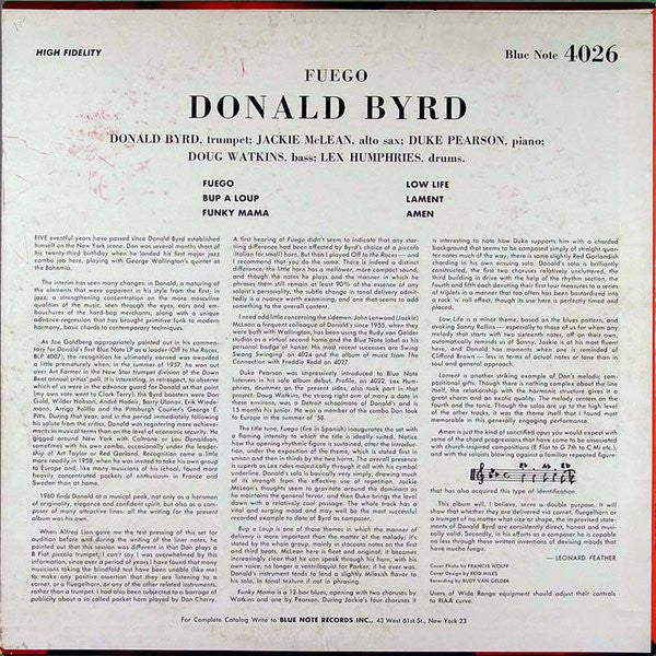 Donald Byrd : Fuego (LP, Album, Mono)