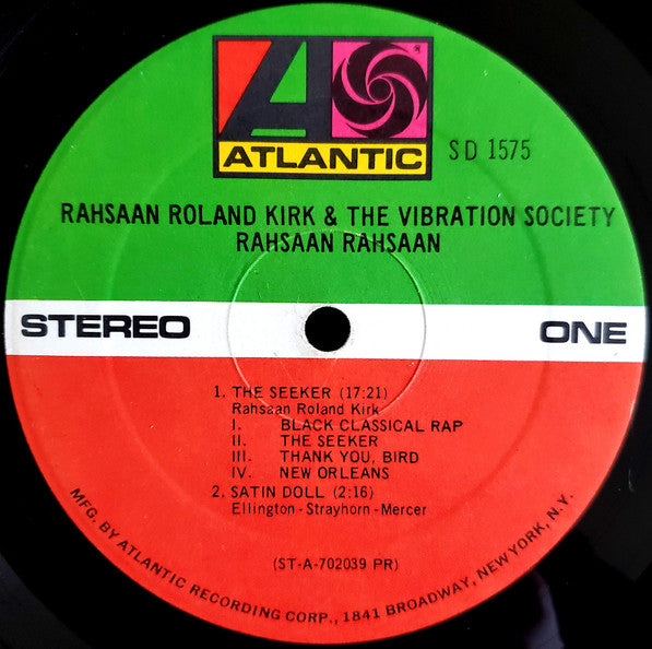 Rahsaan Roland Kirk & The Vibration Society ~ Rahsaan Rahsaan (Vinyl) - Djungel & Jazz