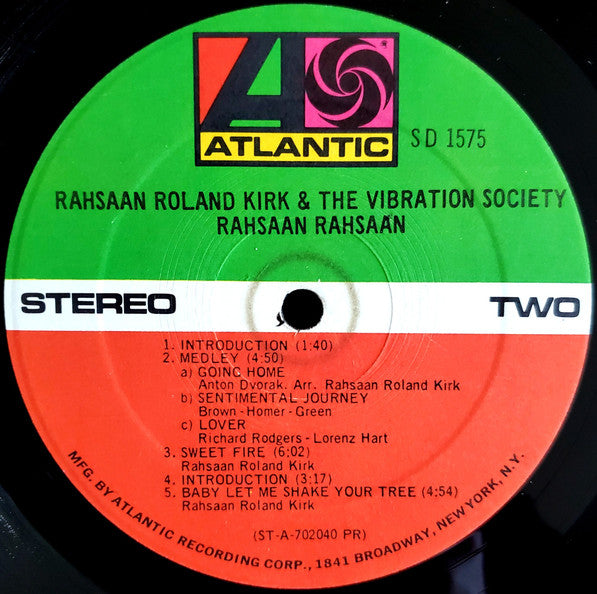 Rahsaan Roland Kirk & The Vibration Society ~ Rahsaan Rahsaan (Vinyl) - Djungel & Jazz