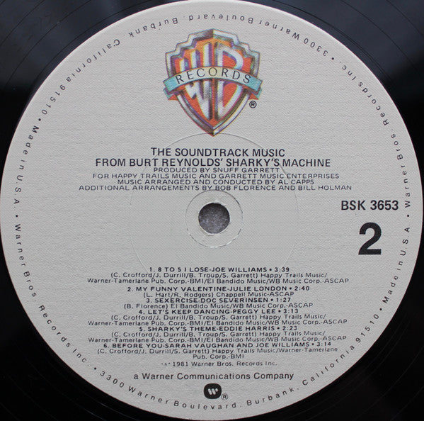 Various ~ The Soundtrack Music From Burt Reynolds Sharky's Machine (Vinyl) - Djungel & Jazz