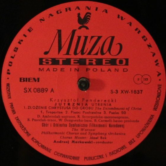 Krzysztof Penderecki ~ Jutrznia - Utrenja (Vinyl) - Djungel & Jazz