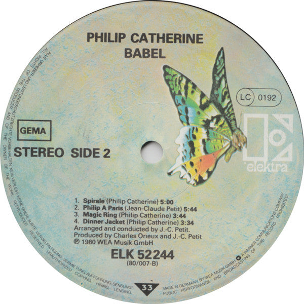 Philip Catherine ~ Babel (Vinyl) - Djungel & Jazz