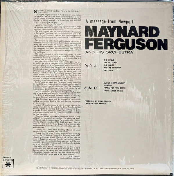 Maynard Ferguson ~ A Message From Newport (Vinyl) - Djungel & Jazz