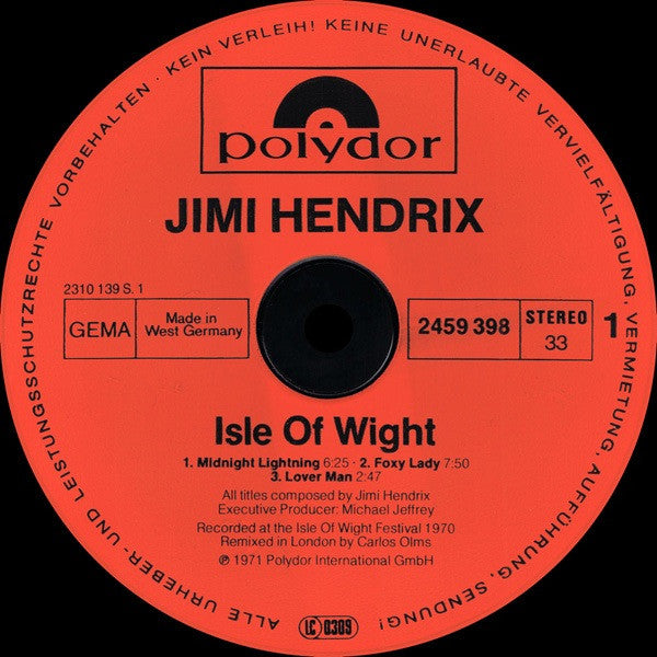 Jimi Hendrix ~ Isle Of Wight (Vinyl) - Djungel & Jazz