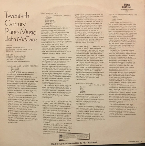 John McCabe ~ Twentieth Century Piano Music (Vinyl) - Djungel & Jazz