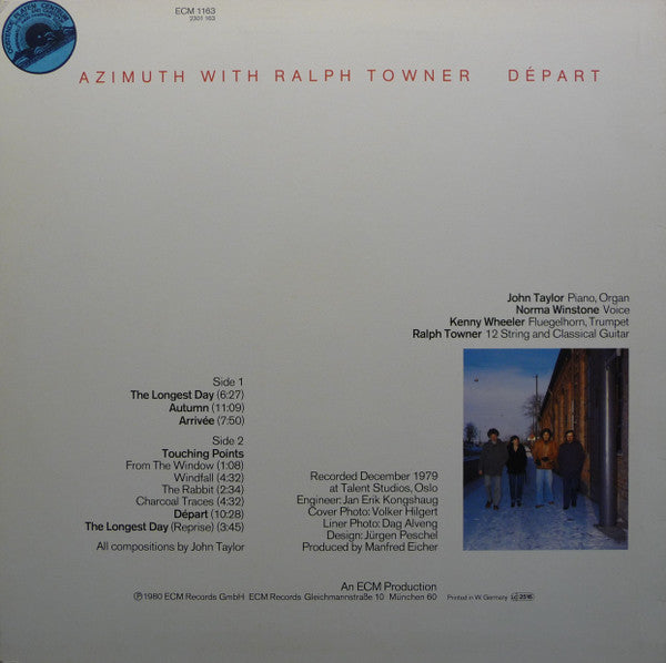 Azimuth With Ralph Towner ~ Départ (Vinyl) - Djungel & Jazz