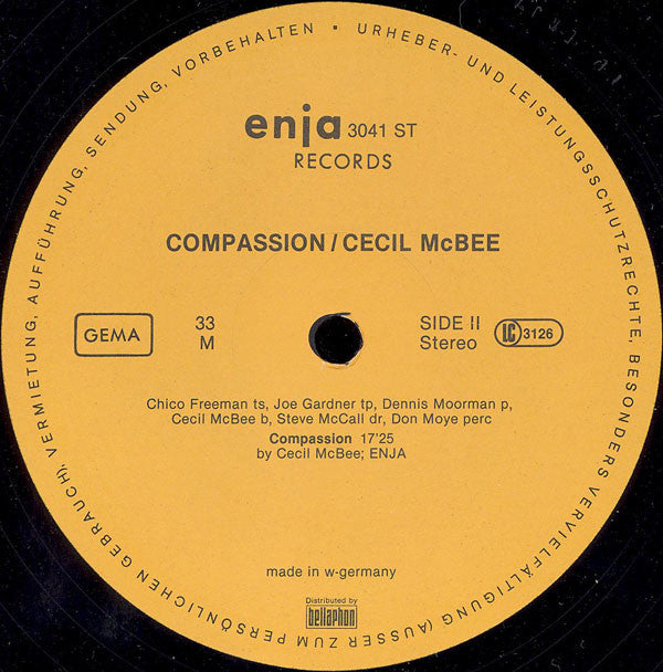 Cecil McBee Sextet With Chico Freeman : Compassion (LP, Album)