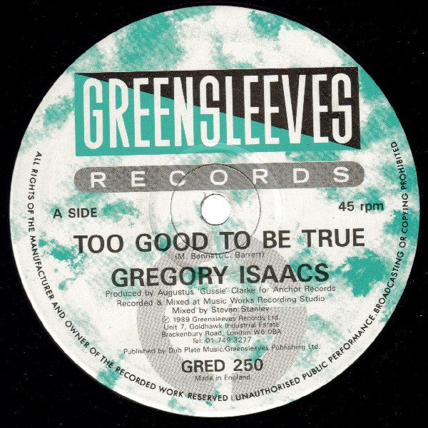 Gregory Isaacs : Too Good To Be True (12")