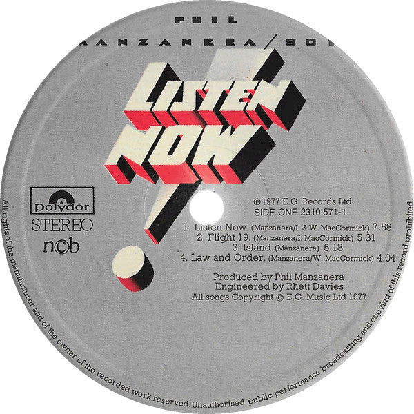 Phil Manzanera / 801 ~ Listen Now (Vinyl) - Djungel & Jazz