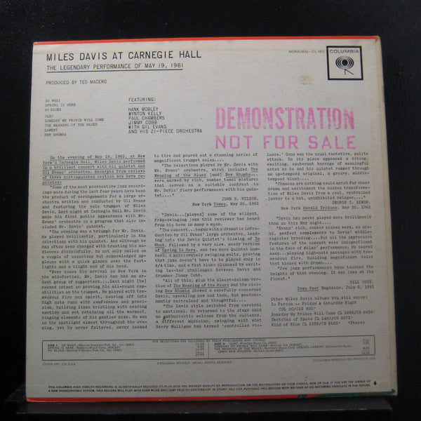 Miles Davis ~ Miles Davis At Carnegie Hall (Vinyl) - Djungel & Jazz