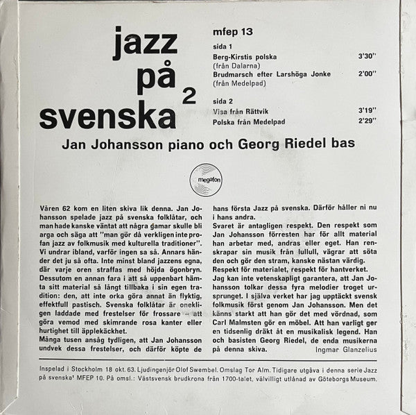 Jan Johansson : Jazz På Svenska 2 (7", EP)