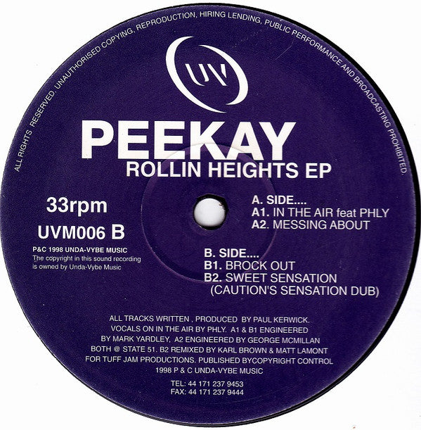Peekay : Rollin Heights EP (12", EP)