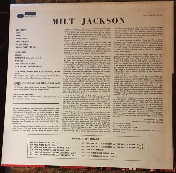 Milt Jackson With John Lewis , Percy Heath, Kenny Clarke, Lou Donaldson And The Thelonious Monk Quintet ~ Milt Jackson With John Lewis, Percy Heath, Kenny Clarke, Lou Donaldson And The Thelonious Monk Quintet (Vinyl) - Djungel & Jazz