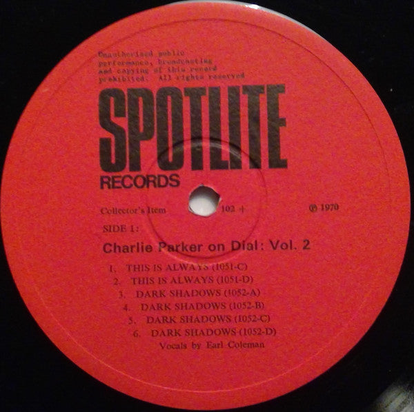 Charlie Parker : Charlie Parker On Dial Volume 2 (LP, Comp, Mono)